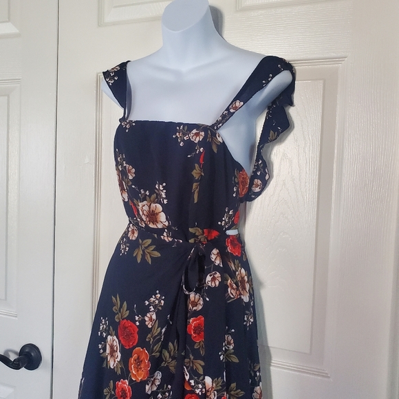 L'Atiste by Amy Floral Sleeveless Maxi Dress Wrap Front Tie Size Small - Picture 6 of 16